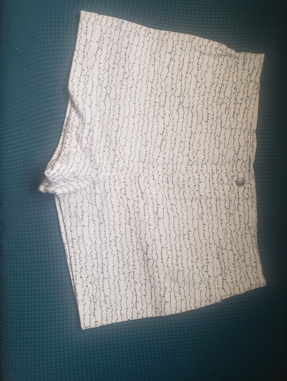 American Apparel White Shorts with Black Script Print
